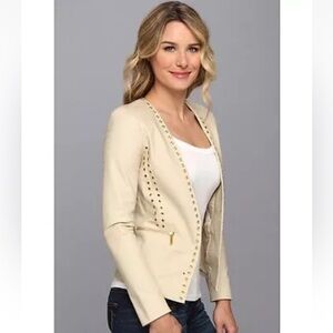 MICHAEL Michael Kors Grommet Cutaway Jacket Women's Jacket sand Size 12